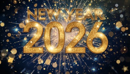 New Year 2026 Gold Celebration Banner for Social Media