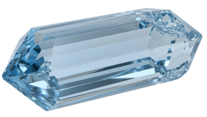 Large clear diamond gemstone with faceted surface isolated on a transparent background crystal