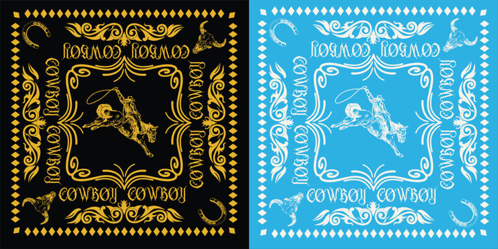 BANDANA UNIQ COWBOY GOLD AND WHITE