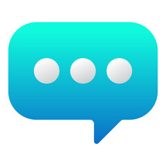 Blue chat speech bubble with three dots icon isolated on transparent background.