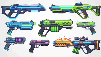Vibrant Cartoon Sci Fi Blasters Game Asset Set . © Best Design_Academy
