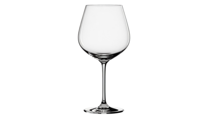 Elegant clear wine glass isolated PNG on transparent background, glassware for wine tasting and special occasions, drinkware