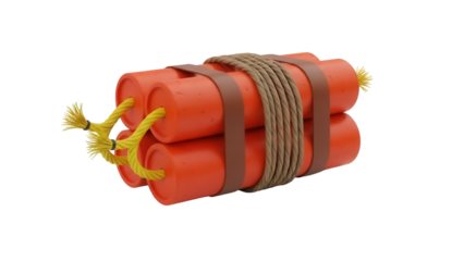 Dynamite sticks PNG isolated on transparent background, explosive material for demolition and construction projects, dangerous weapon