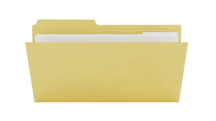 Yellow file folder PNG isolated on transparent background, office document container for organization and storage