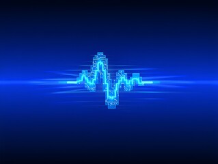 Digital heartbeat pulse waveform on dark blue background