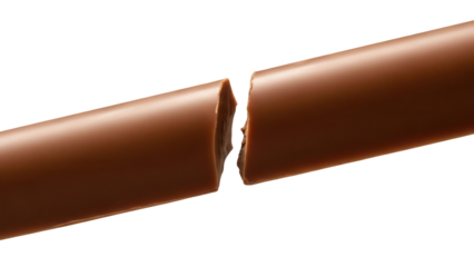 Broken chocolate bar isolated PNG on transparent background, delicious cocoa snack for dessert and confectionery use