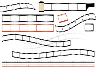 いろいろな35mmアナログフィルムのベクター素材、編集可能なパターンブラシ
