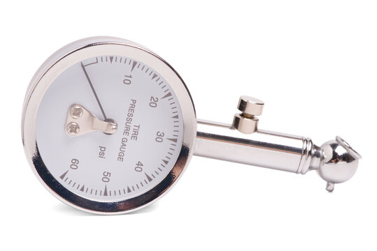 Front view Tire Pressure Gauge on white background.