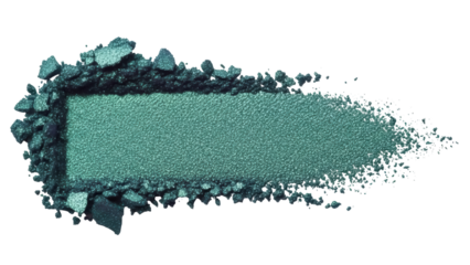 Emerald green eyeshadow swatch isolated PNG, shimmering cosmetic powder texture for beauty and makeup product photography on transparent background