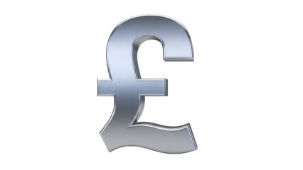 Silver pound sterling sign PNG isolated on transparent background, currency symbol for finance and international business