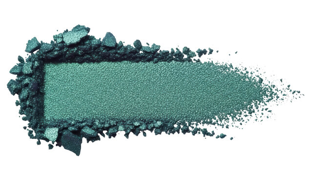 Emerald green eyeshadow swatch isolated PNG, shimmering cosmetic powder texture for beauty and makeup product photography on transparent background