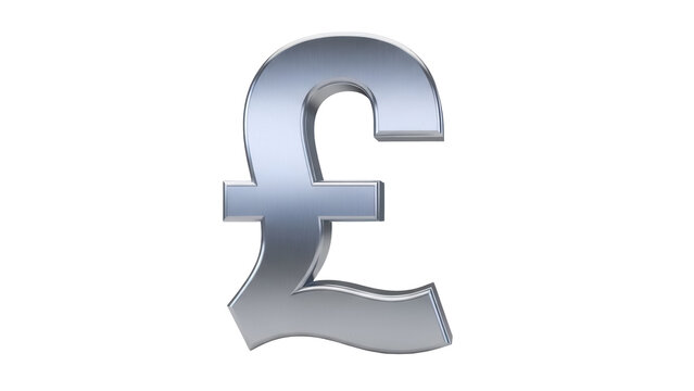 Silver pound sterling sign PNG isolated on transparent background, currency symbol for finance and international business