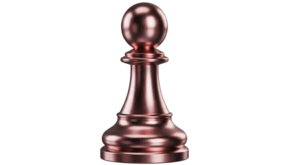Bronze chess pawn isolated PNG on transparent background, game piece for strategy and board games Metallic copper color, 3D rendering