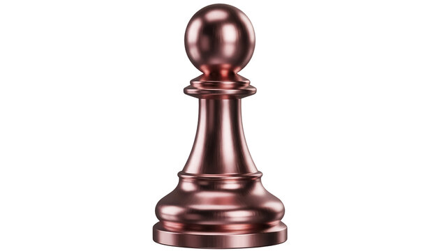 Bronze chess pawn isolated PNG on transparent background, game piece for strategy and board games Metallic copper color, 3D rendering