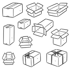 vector set of box cartoon