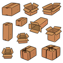 vector set of box cartoon