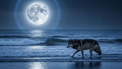 wolf howling at the moon