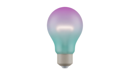 Gradient light bulb PNG isolated on transparent background, modern design with purple and teal colors for creative projects and presentations