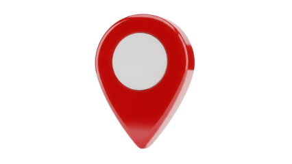 Red map pointer isolated PNG on transparent background, location pin for navigation and travel concepts