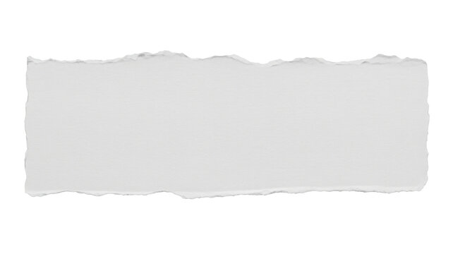 Torn piece of white paper on white background