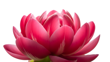 Pink Lotus Flower isolated on a transparent background pink petals green stem close-up