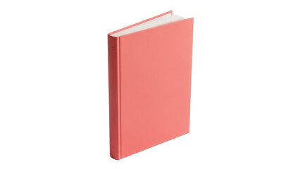 Salmon pink hardcover book isolated PNG, blank cover for mockup template, novel or diary for writing and reading, on transparent background