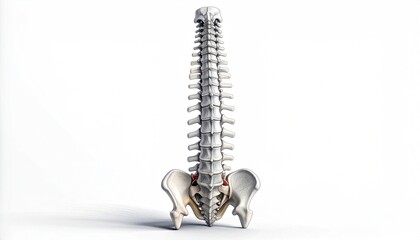 3D rendered spine model, from pelvis to skull base, centered