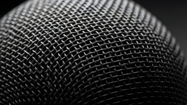 Close-up abstract view of a dark metallic mesh grid, revealing intricate texture and interwoven wires.
