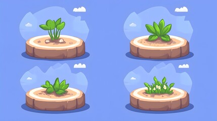 Growing plants in stages garden illustration outdoor close-up nature development
