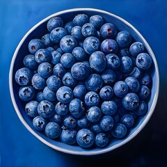 Fresh blueberries in a bowl close-up photography kitchen setting vibrant colors
