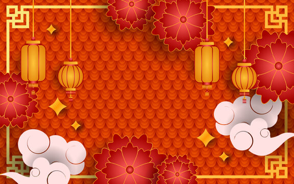 Traditional Ornamental Lantern Layout Illustration background