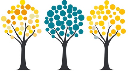 Vibrant autumn trees in a park nature illustration colorful seasonal art