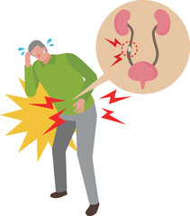 尿路結石で苦しむ男性