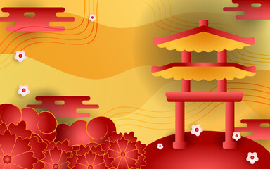Lunar new year flat vector illustration background