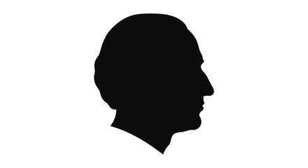 A striking black profile head shape against a white background a compelling artistic silhouette © ArtBySalea07