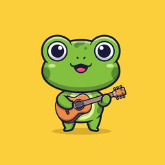 Fototapeta premium Cute Cartoon Frog Playing Guitar.
