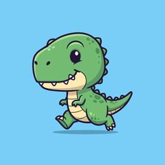 Obraz premium Cute Cartoon T-Rex Running Happy Illustration.