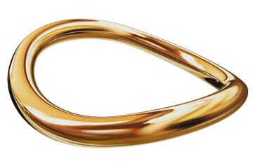Abstract golden loop 3d ring element liquid metal frame isolated shiny brass circle luxury creative metallic oval graphic fluid design modern art composition jewelry style glossy render decoration