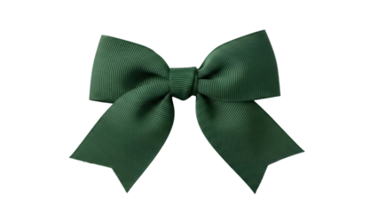 Isolated dark green grosgrain ribbon hair bow for girls, preppy style, school fashion