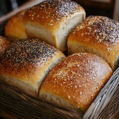 Freshly baked bread rolls bakery food photography indoor close-up culinary delight