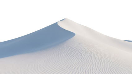 Isolated light-colored desert dune with a distinct shape and rippled texture in soft light