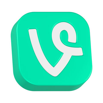 vine icon 3d render green square button