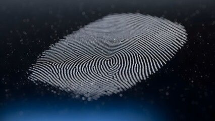 Macro close-up of fingerprint pattern on dark background illustrating biometric security and identity verification