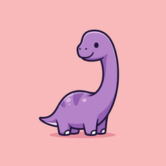 Fototapeta premium Cute Purple Brontosaurus Dinosaur Cartoon Illustration.