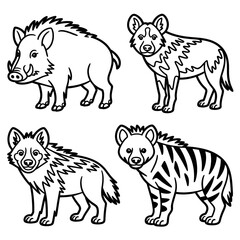 Obraz premium Four animal set illustration vector style coloring book