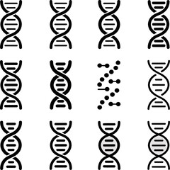 Repeating DNA double helix pattern with genetic symbols, representing biotechnology, genetics research, molecular biology, and scientific innovation concepts.