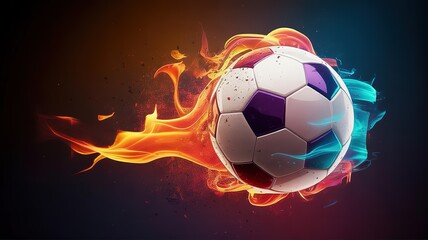 Dynamic Fire and Ice Soccer Ball for 2026 World Cup Promotional Graphics