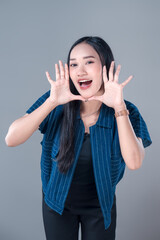 Indonesian Woman Making Cheerful Framing Gesture