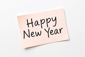 Text Happy New Year on pink note