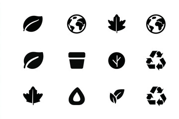 Eco friendly icons set for sustainable living and environmental conservation